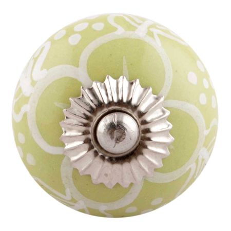 Lime Green Floral Ceramic  Dresser Knobs Online